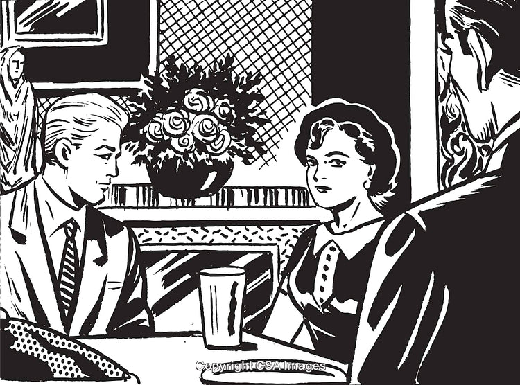 Vintage Illustration of a Formal Meeting in Retro Style