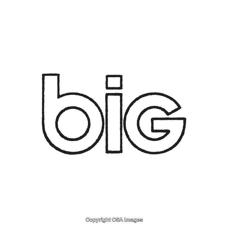 Black Outline Word Art Depicting the Word 'Big' on White Background