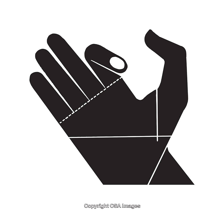 Black and White Line Art Illustration of a Geometric Hand