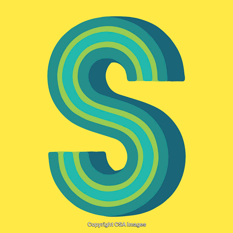 Stylized Letter S with Modern Design Elements on Bright Background