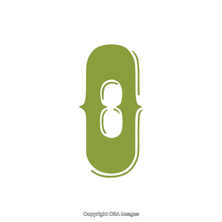 Stylized Green Letter O on a White Background