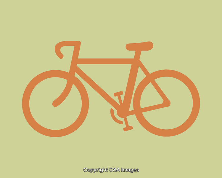 Minimalist Orange Bicycle Illustration on Light Green Background