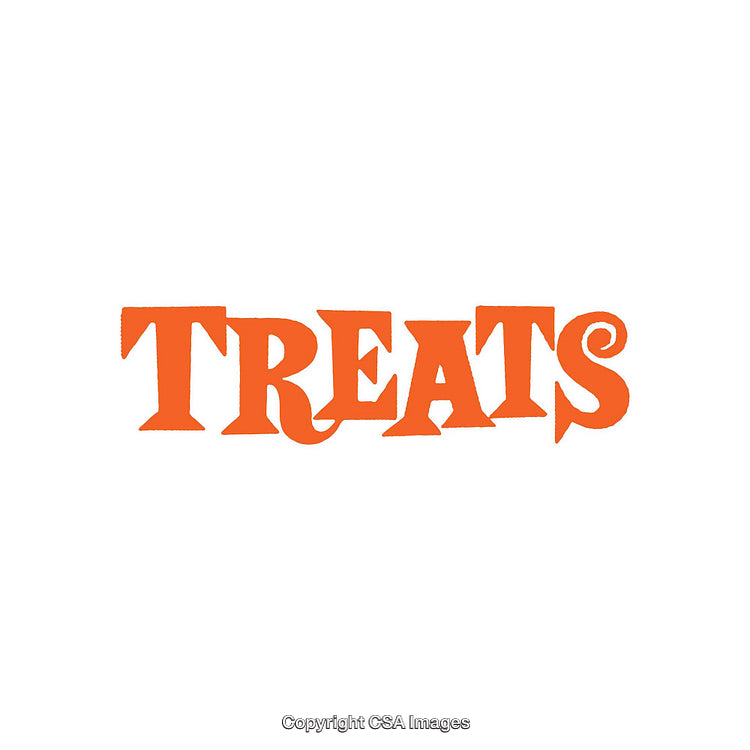 Bold Orange Typography Design Featuring the Word 'Treats' on White Background