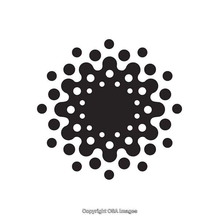Geometric Black and White Circular Dingbat Design Pattern