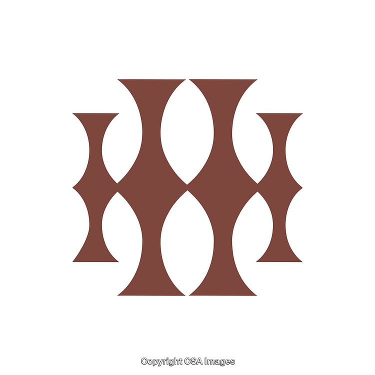 Abstract Geometric Pattern With Curved Brown Shapes on White Background