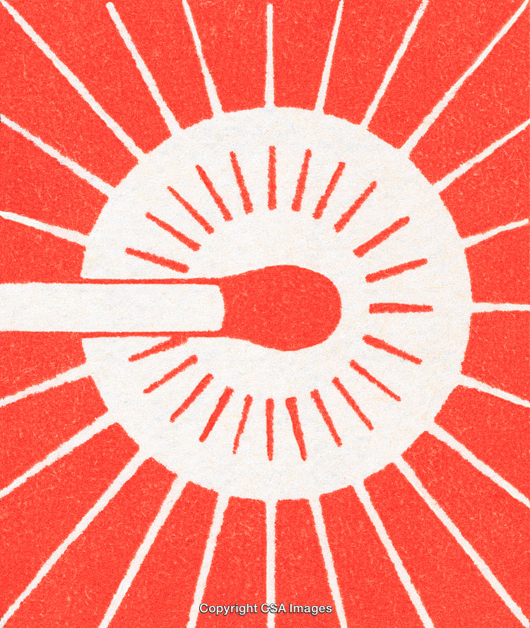 Illustration of Matchstick Ignition with Radiating Line Patterns