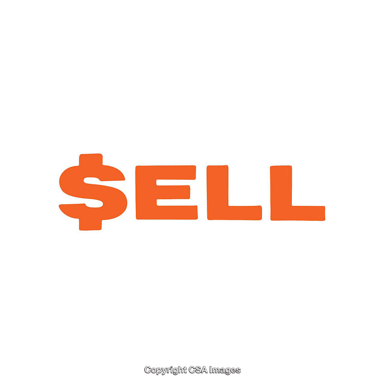 Bold Orange Word Art Depicting 'Sell' with Dollar Symbol