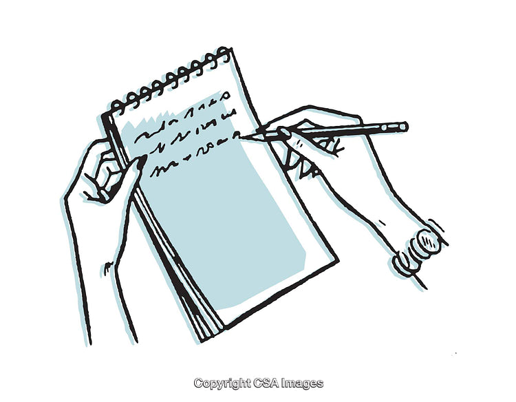 Illustration of Writing on a Notepad with a Notebook and Pen Setup