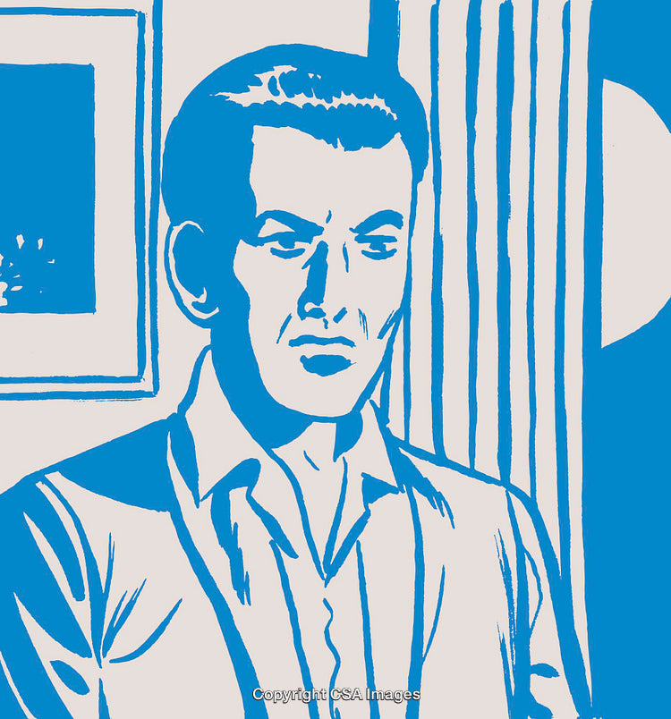 Monochromatic Illustration of a Man in a Modern and Minimalist Style