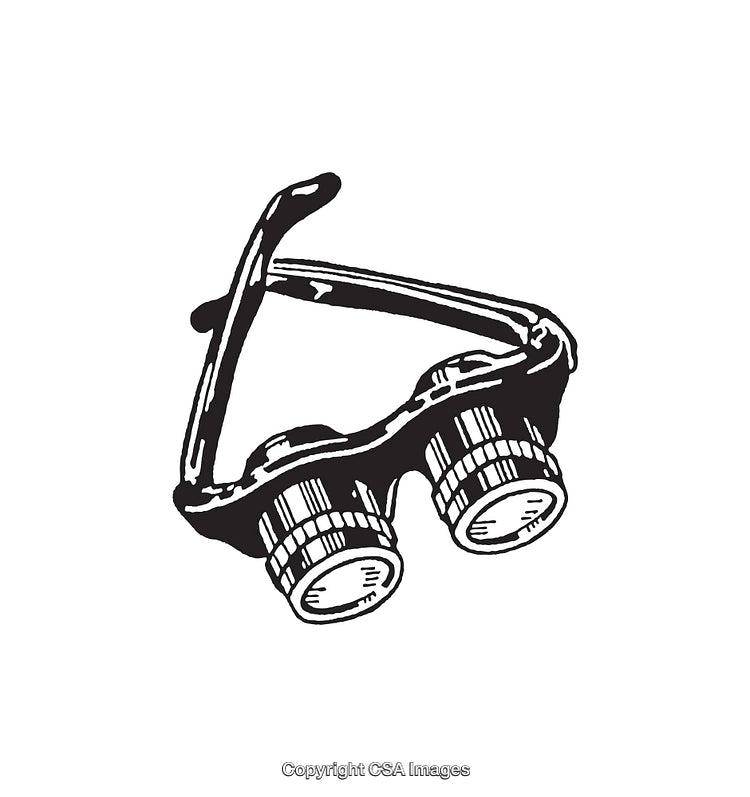 Black and White Illustration of Detailed Binoculars Line Art
