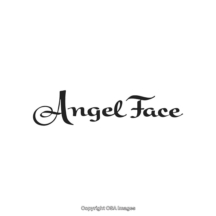 Elegant Black and White Calligraphy of 'Angel Face' Typography Design