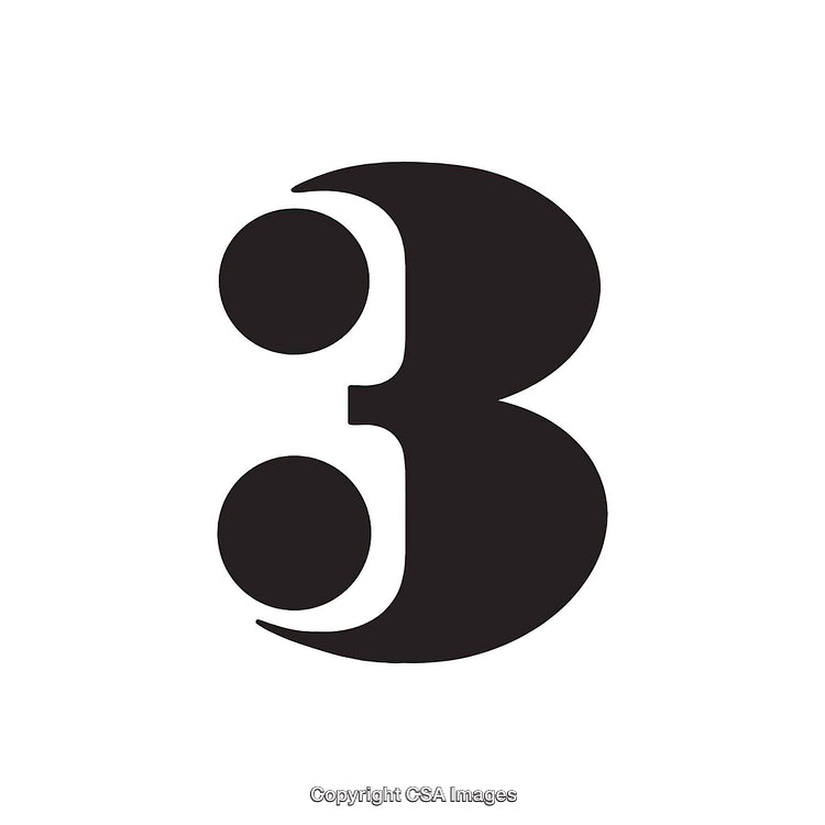 Minimalistic Illustration of the Number Three in Black Style