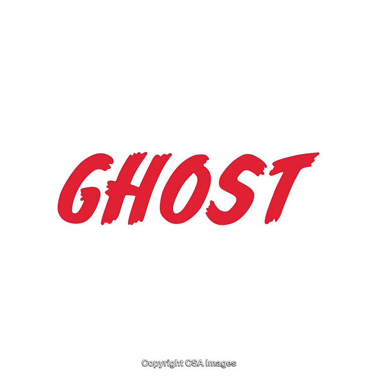 Red Ghost Text on Simple White Background in Bold Font Style