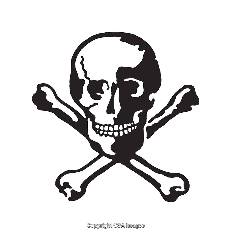 Black And White Skull And Crossbones Illustration Design On White Background