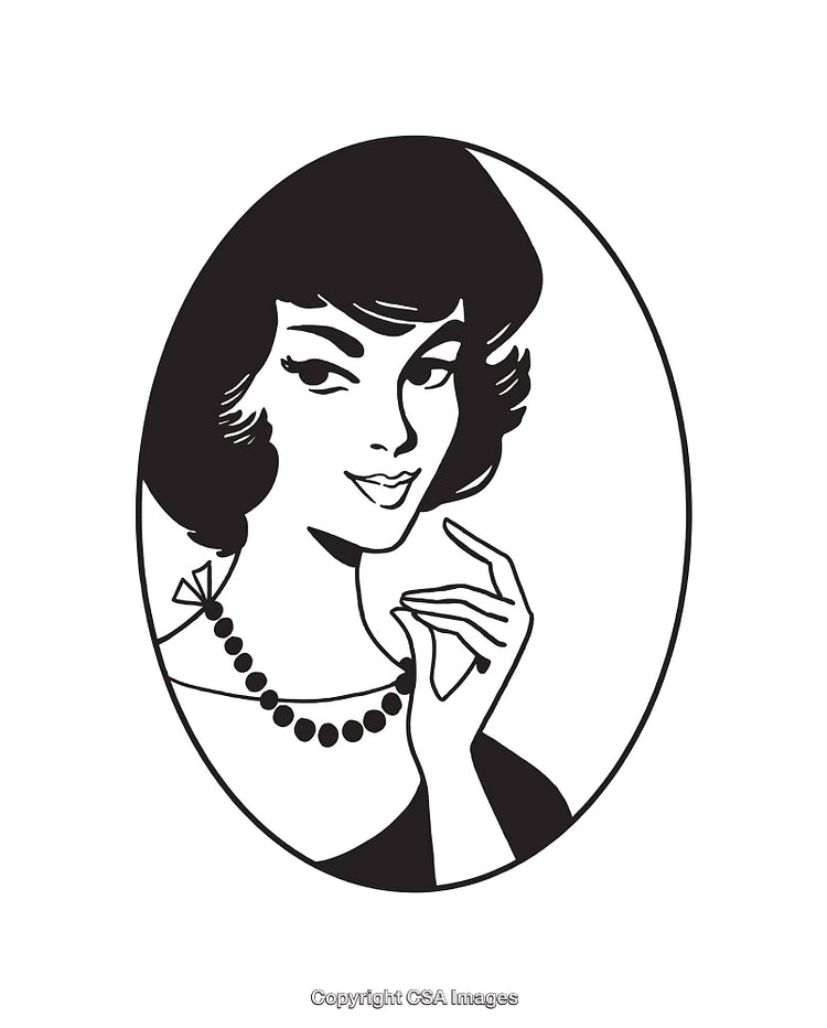 Black And White Retro Woman Illustration with Elegant Pose