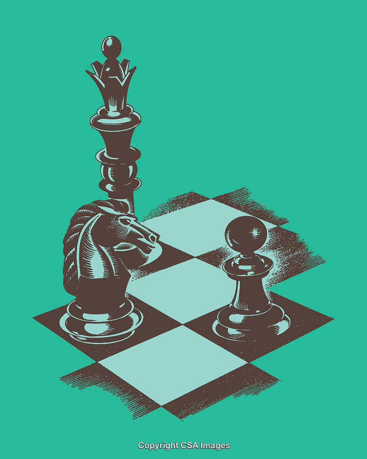 Chess Pieces in Vibrant Line Art on a Turquoise Background