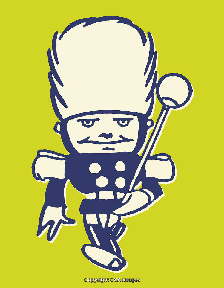 Illustration of a Marching Band Leader in Stylized Line Art