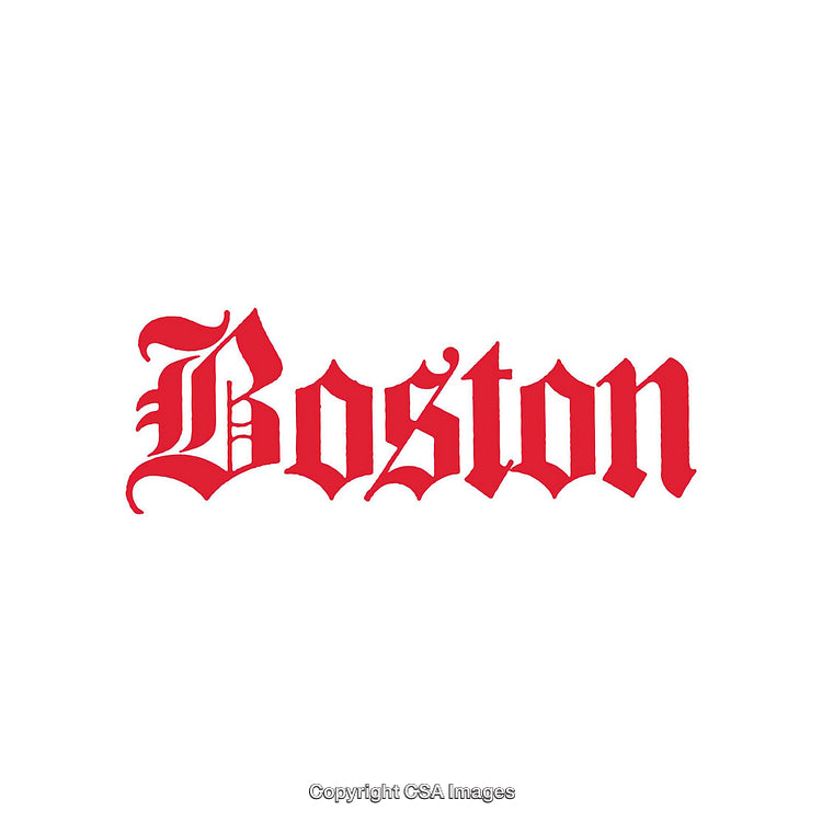 Red Boston Calligraphy Logo Design on White Background