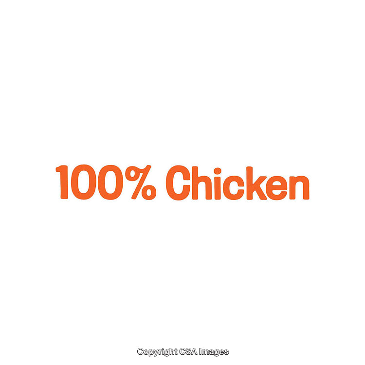 Bold Orange Typography Displaying '100% Chicken' on a White Background