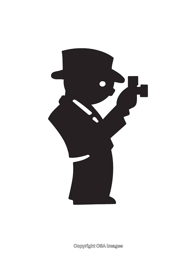 Black and White Line Art of a Person Photographing