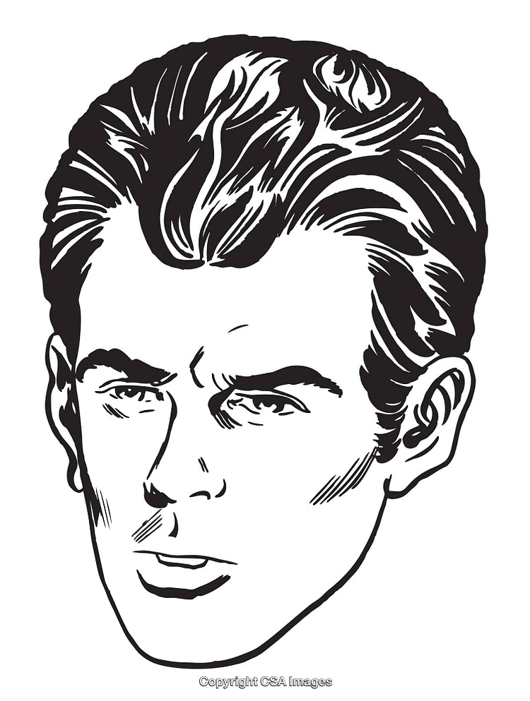 Retro Style Artwork of a Male Face in Bold Line Illustration