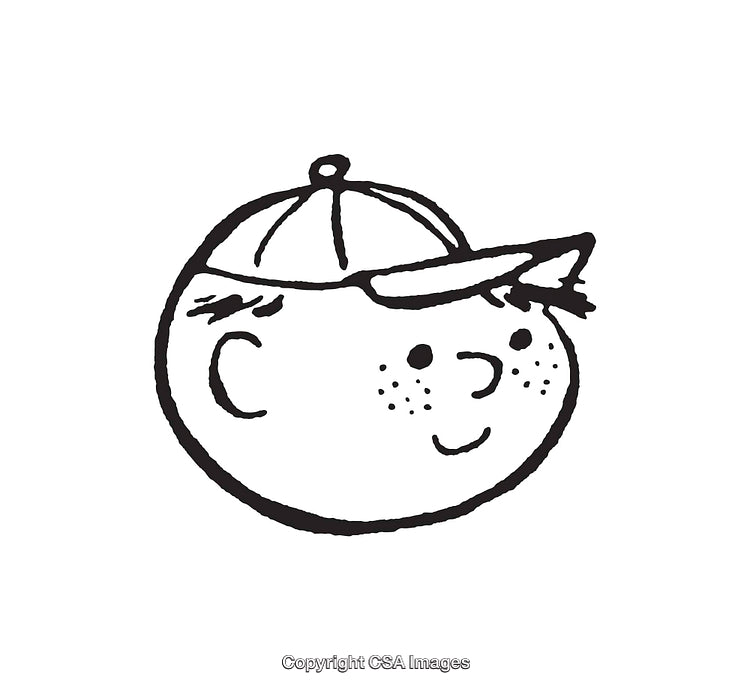 Hand-Drawn Smiling Character in a Baseball Cap Line Art Illustration