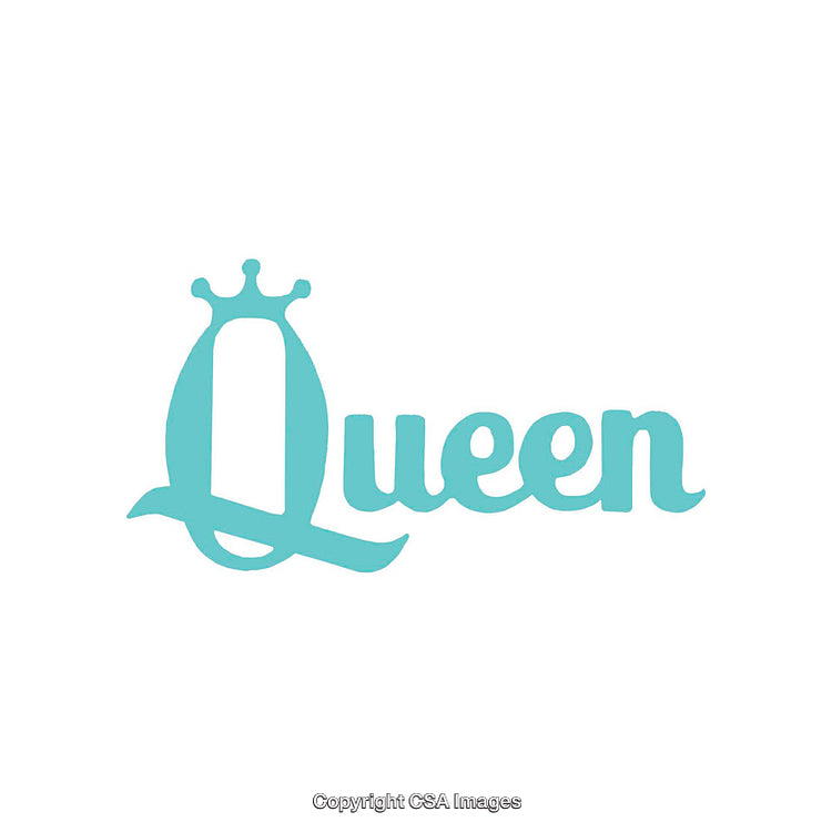 Queen Text Design With Crown Detail in Stylish Blue Font