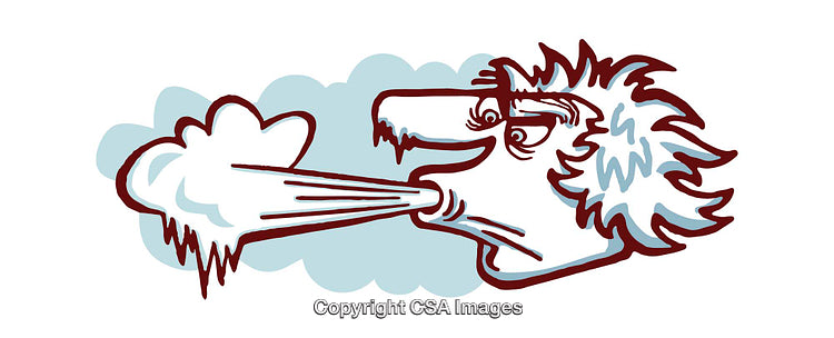 Whimsical Cold Wind Illustration Featuring Abstract Winter Imagery and Bold Colors