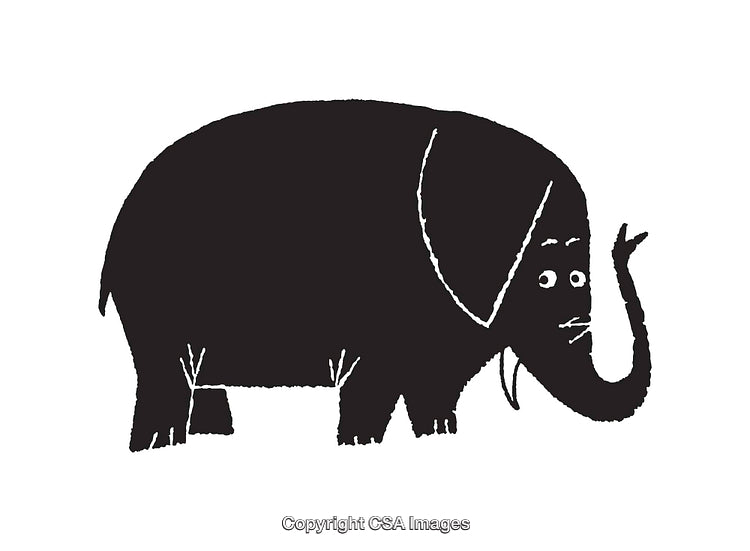Minimalistic Black and White Illustration of an Elephant