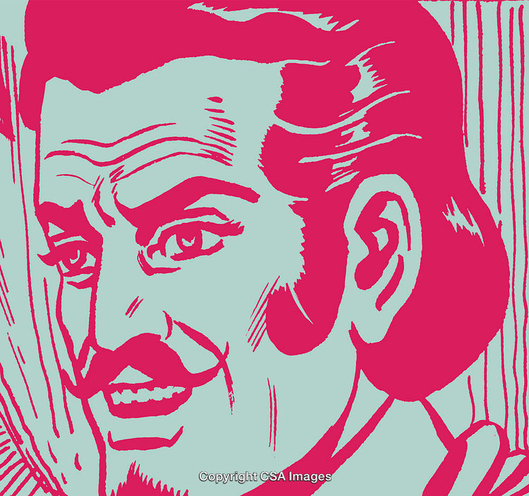 Vibrant Pop Art Styled Illustration of a Smiling Man in Profile View