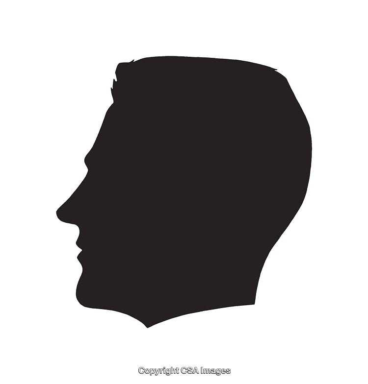 Silhouette Of Male Face Profile Illustration On White Background