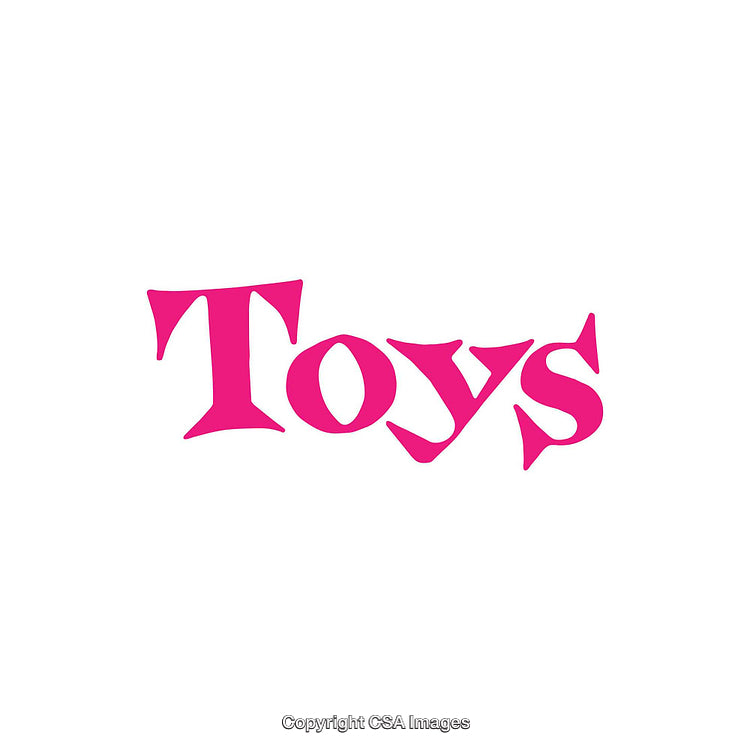 Pink Text Design Reading "Toys" on White Background
