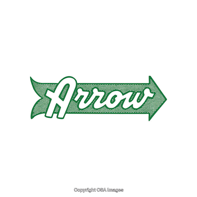 Stylish Green Arrow Design with Handcrafted Lettering on White Background