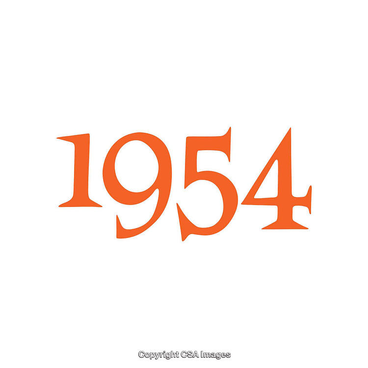 Orange 1954 Graphic Design on a Minimal White Background