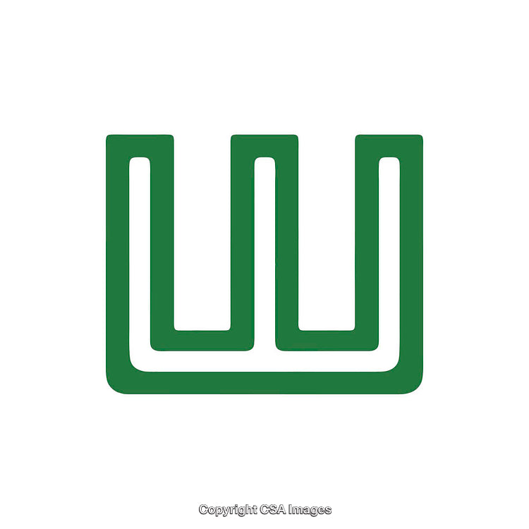 Green Letter W Shaped Symbol on White Background