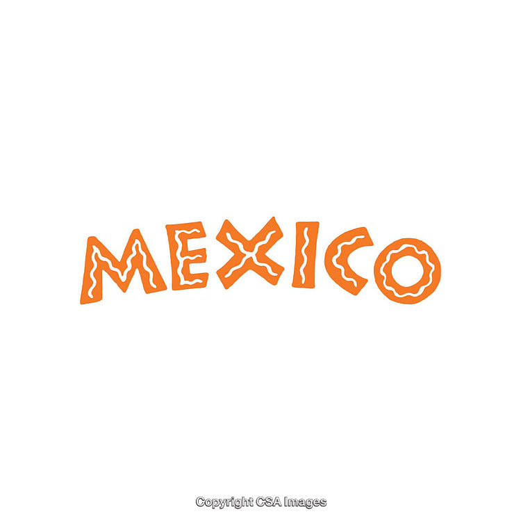 Stylized Text Illustration of the Word Mexico in Orange Color