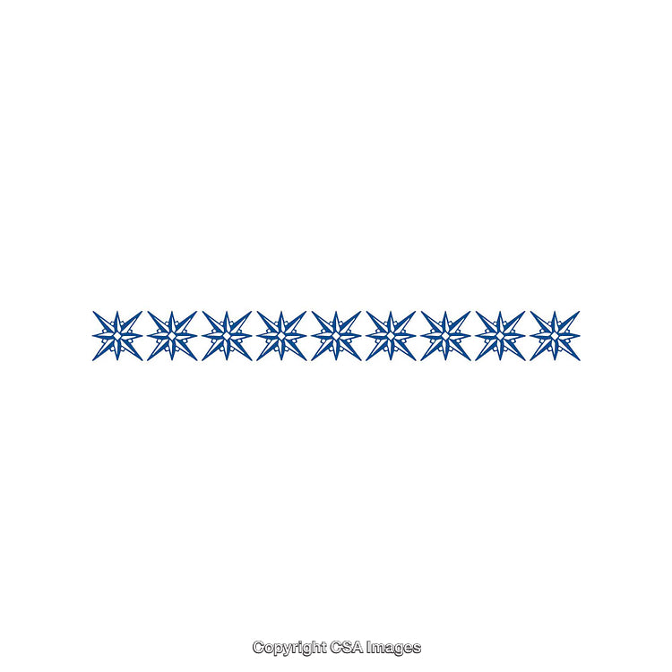 Blue Eight-Pointed Star Pattern as Border on White Background with Repetition
