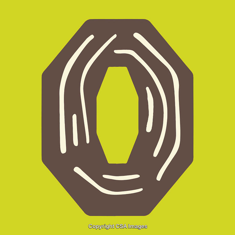 Stylized Letter O with Abstract Patterns on Vibrant Background