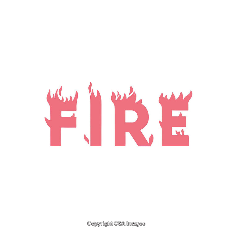 Stylized Pink Fire Text Design with Flaming Elements on White Background