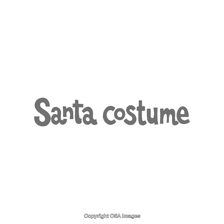 Santa Costume Text in Playful Font on White Background
