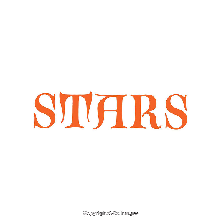 Decorative Typography Featuring the Word 'Stars' in Bold Orange Text
