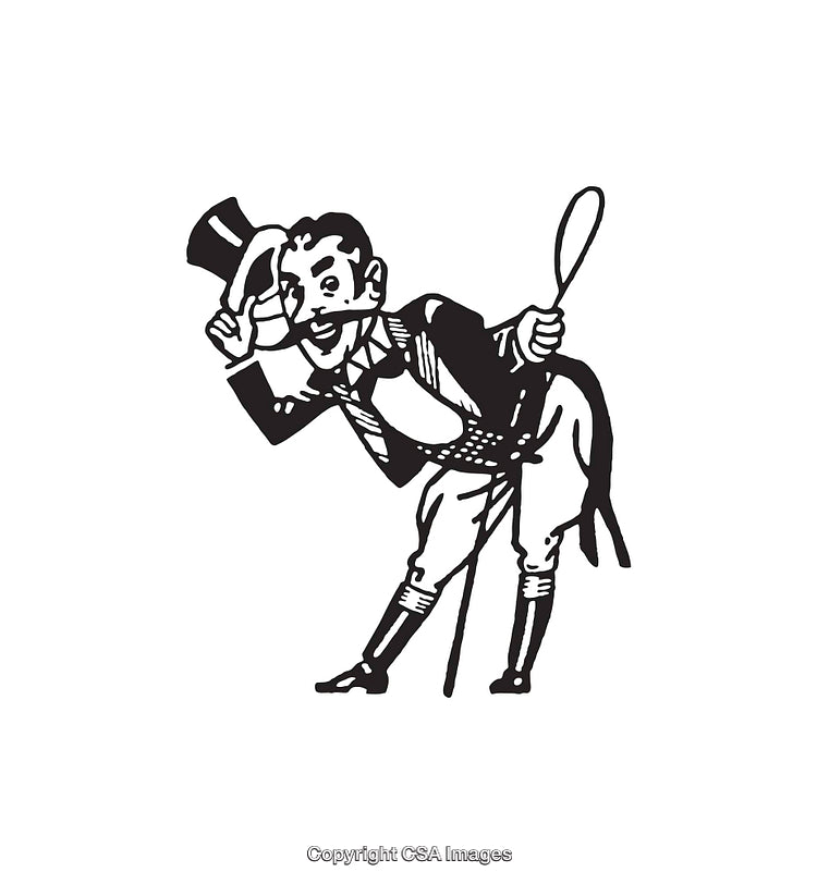 Vintage Black and White Illustration of a Gentleman Tipping His Hat Polite Gesture