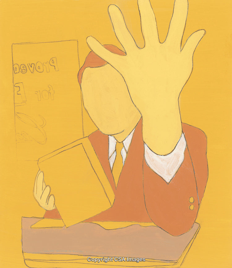 Abstract Illustration of a Businessperson With Raised Hand and Book