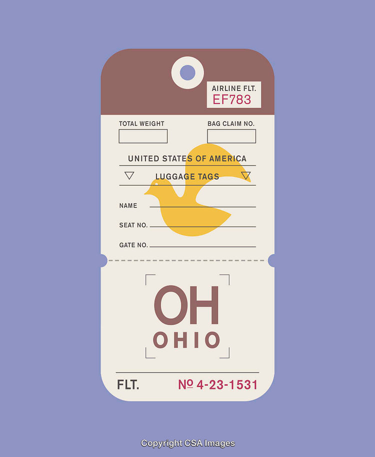 Vintage Ohio Luggage Tag with Unique and Elegant Travel Design Accents