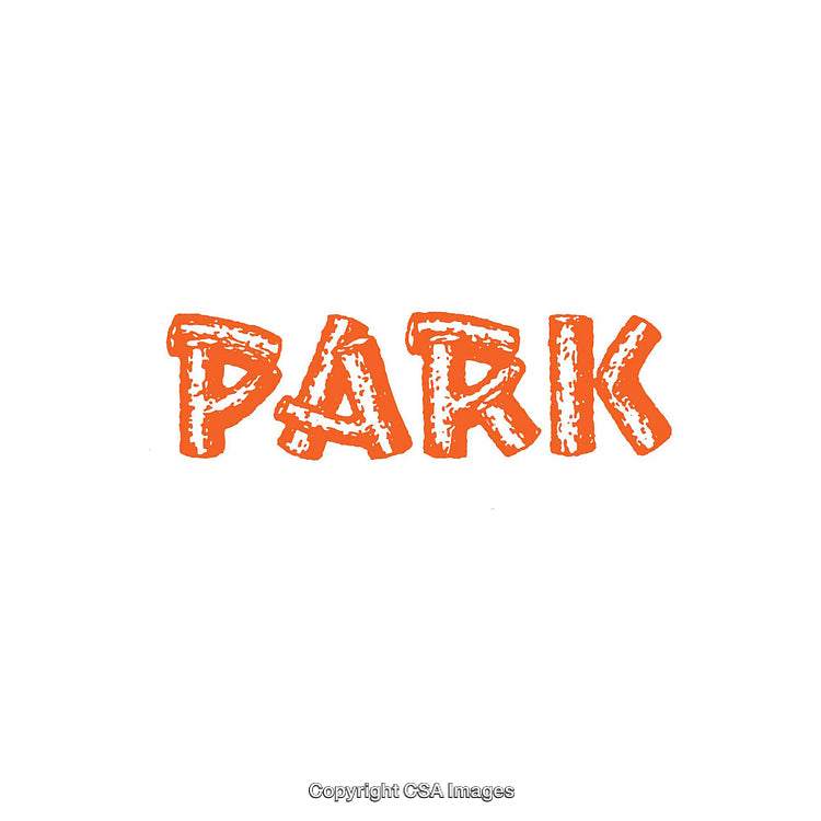 Bright Orange Text Graphic with the Word Park in Bold Style