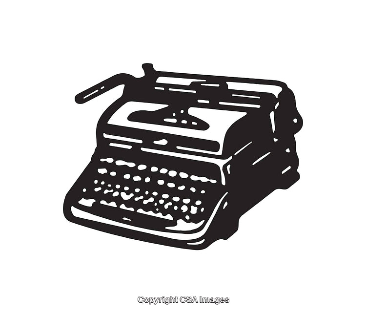 Vintage Style Black and White Typewriter Illustration