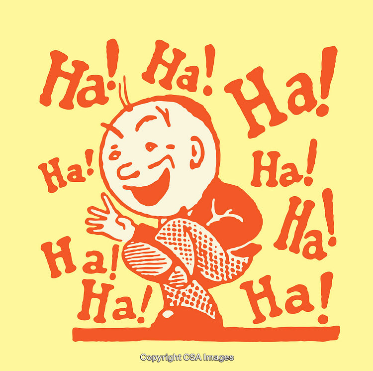 Colorful Line Art Cartoon of Laughing Character Expressing Cheerful Joy and Humor