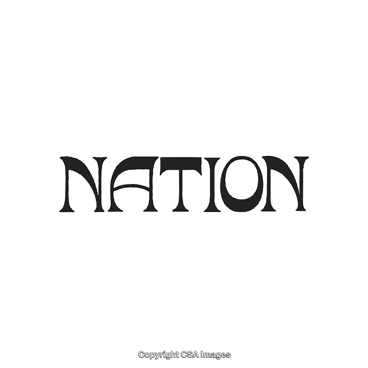 Creative Black and White Typography Design Featuring the Word 'Nation'