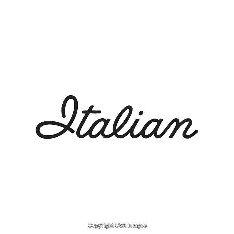 Elegant Black Italian Text Calligraphy Isolated on White