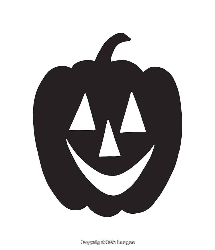 Black and White Silhouette of a Halloween Jack-O'-Lantern Pumpkin